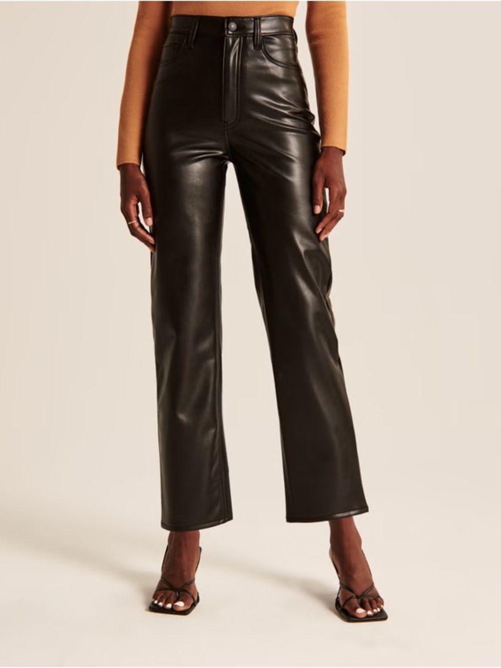 Abercrombie & Fitch Vegan Leather Ankle Straight Pant Curve Love